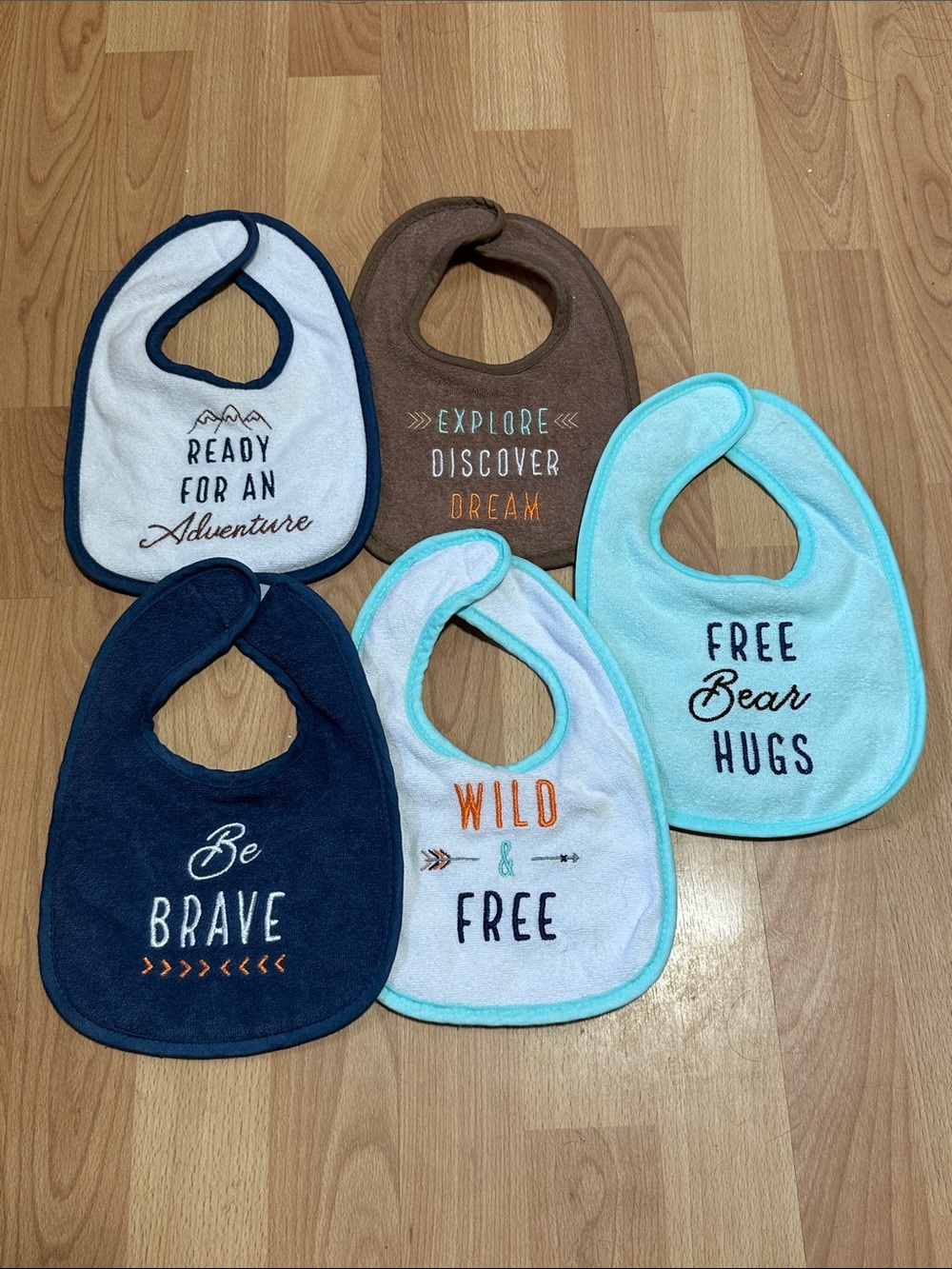 Carter's 5-Pack Bibs in Navy, Brown, White & Light Blue